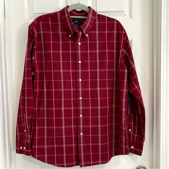 Dockers' Men's Long Sleeve Button Up Red Plaid Dress Shirt Sz L 16-16.5 Classic - Picture 1 of 12